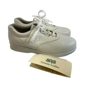 SAS Free Time Walking Shoe Sneaker Lace Up White Leather Comfort Womens 8.5 Wide